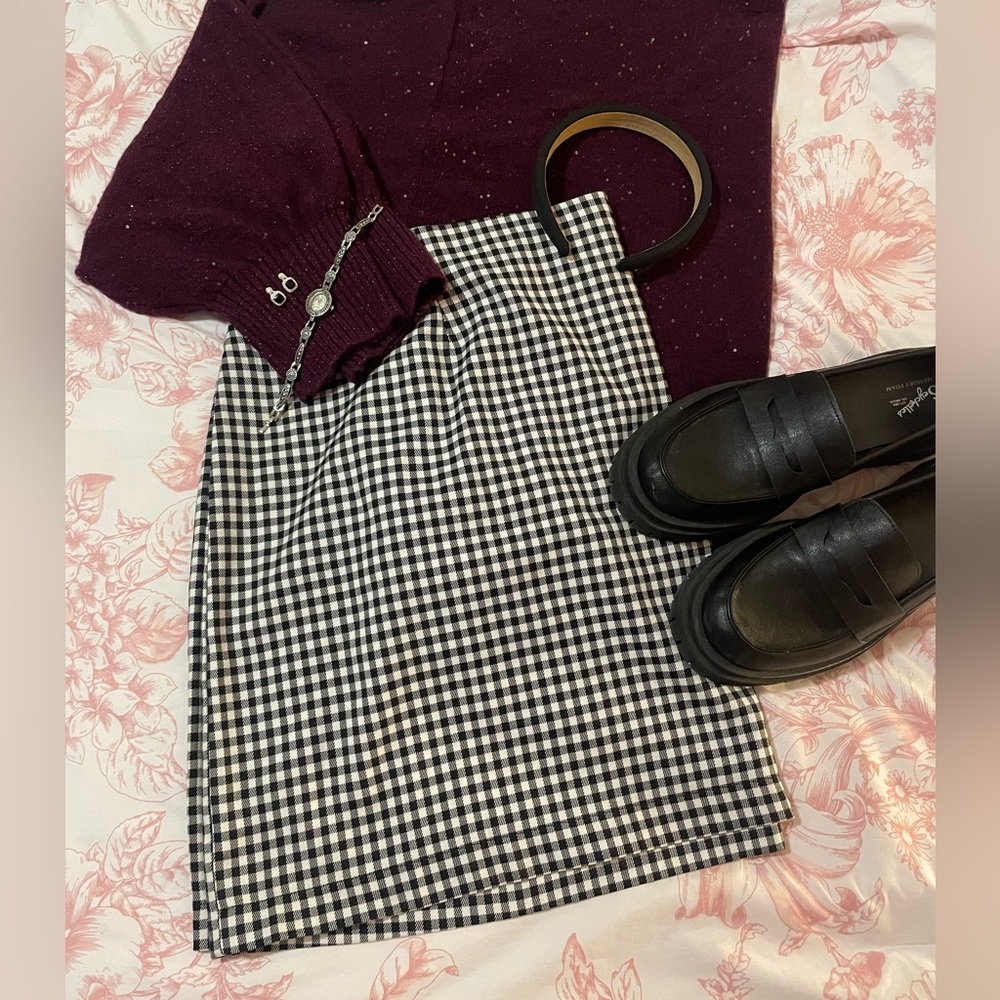 Wild Fable Black and White Gingham Plus Size Mini Skirt